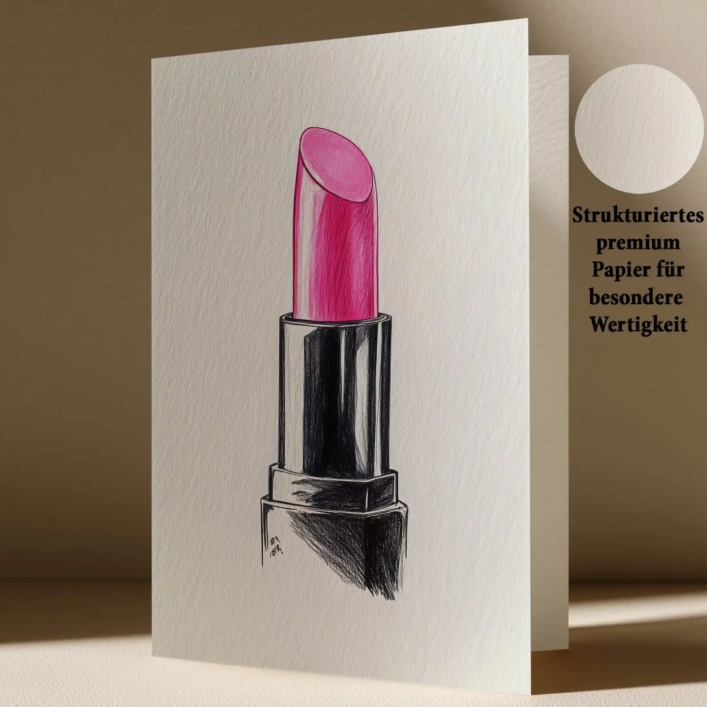 Grußkarte mit Beauty Motiv Lippenstift Illustration