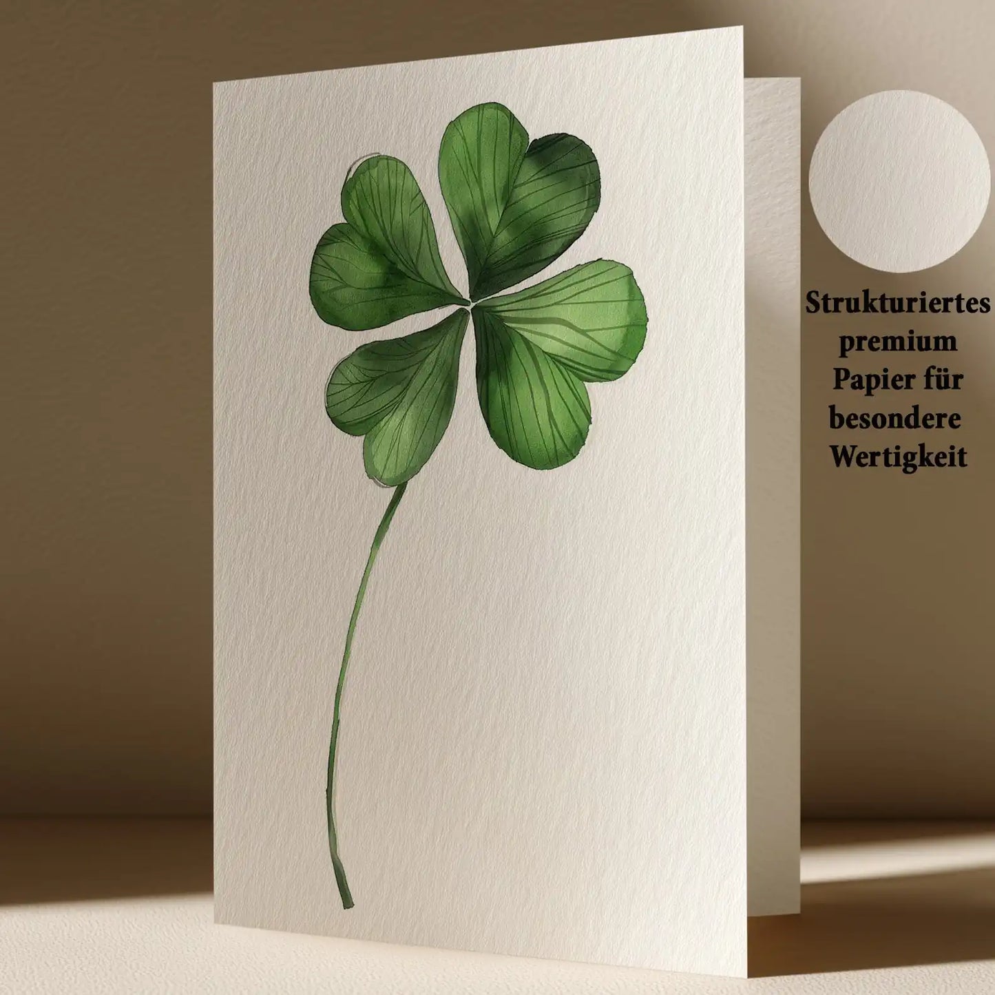 Grußkarte mit Glücksklee Motiv
