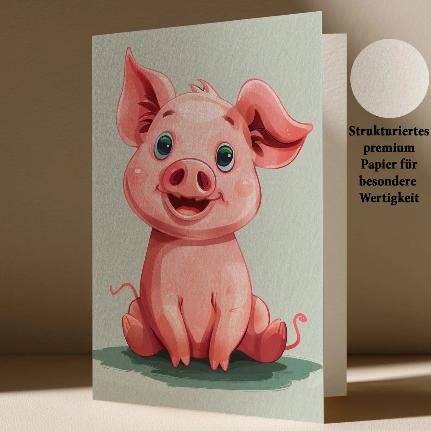Grußkarte mit Glücksschwein Motiv