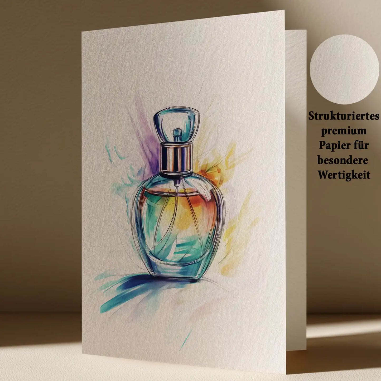 Grußkarte mit Parfüm Motiv
