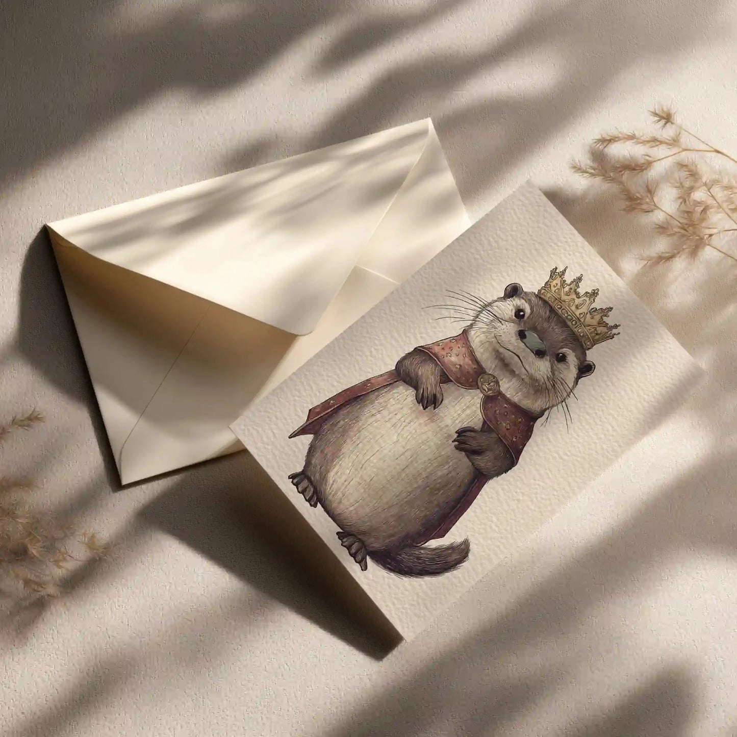 Grußkarte mit Otter König