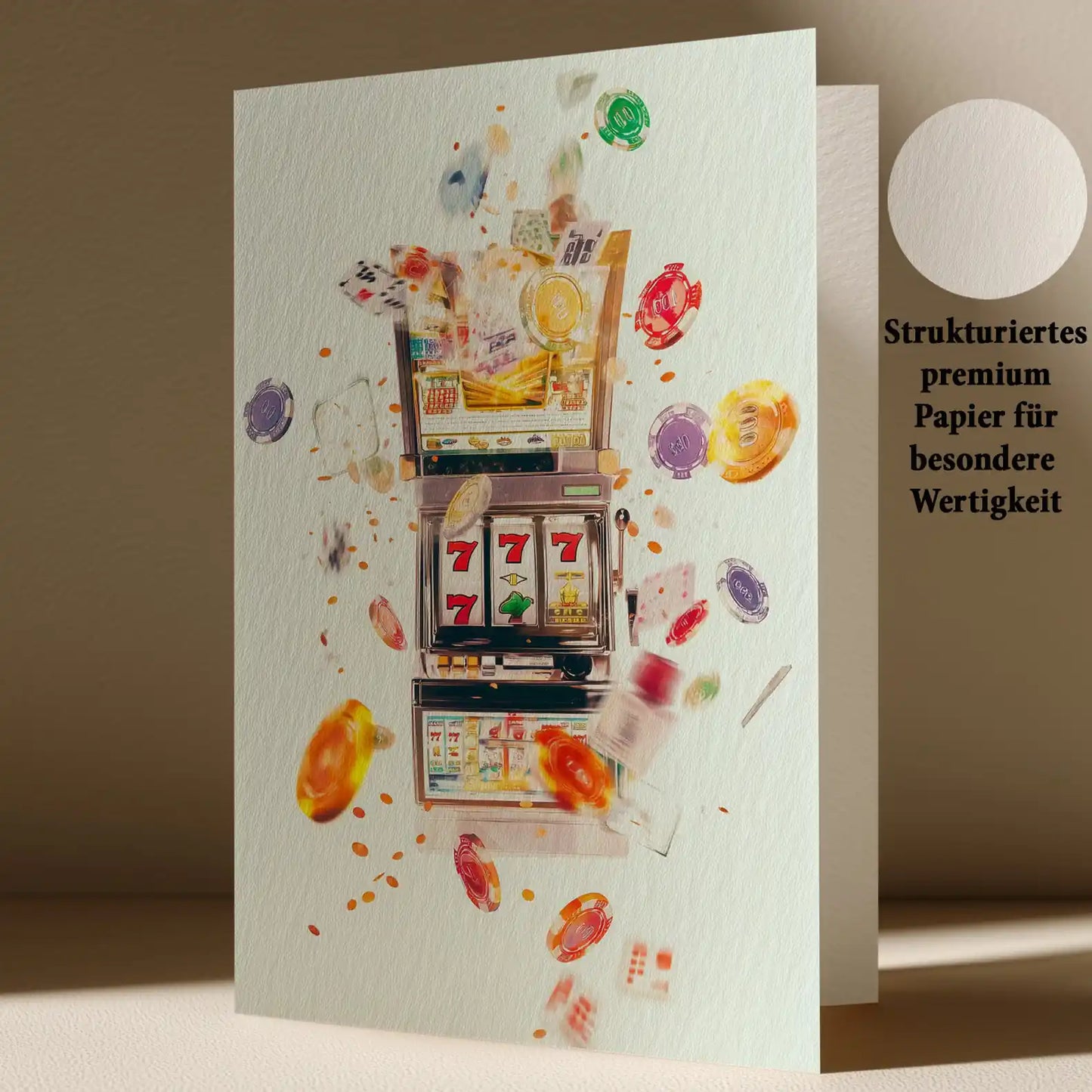 Grußkarte mit Glücksspiel Motiv