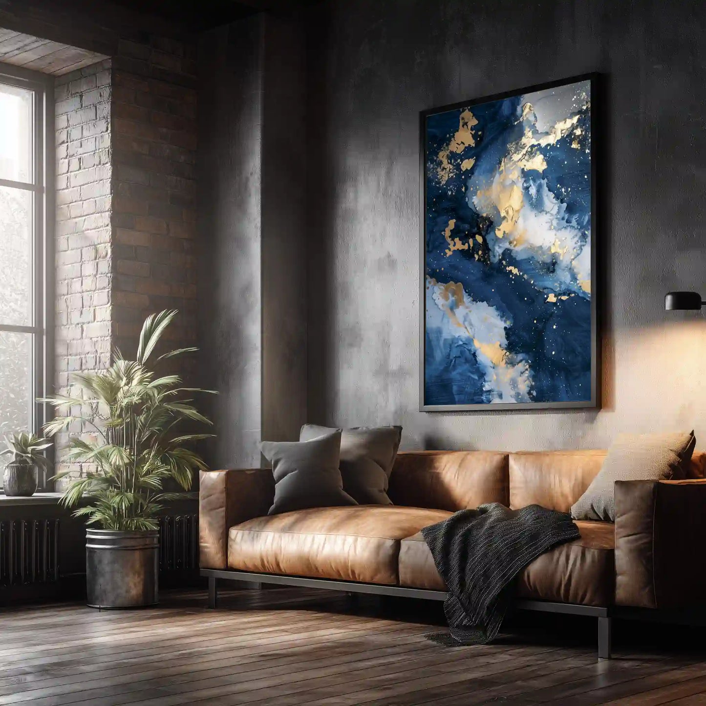 Wandbild Abstrakt In Blau Goldakzente