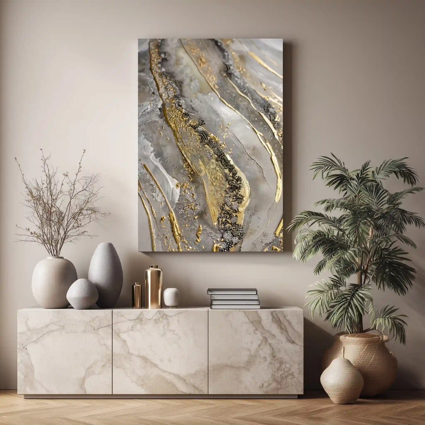 Wandbild Marmoreffekt Goldakzente Moderne Kunst
