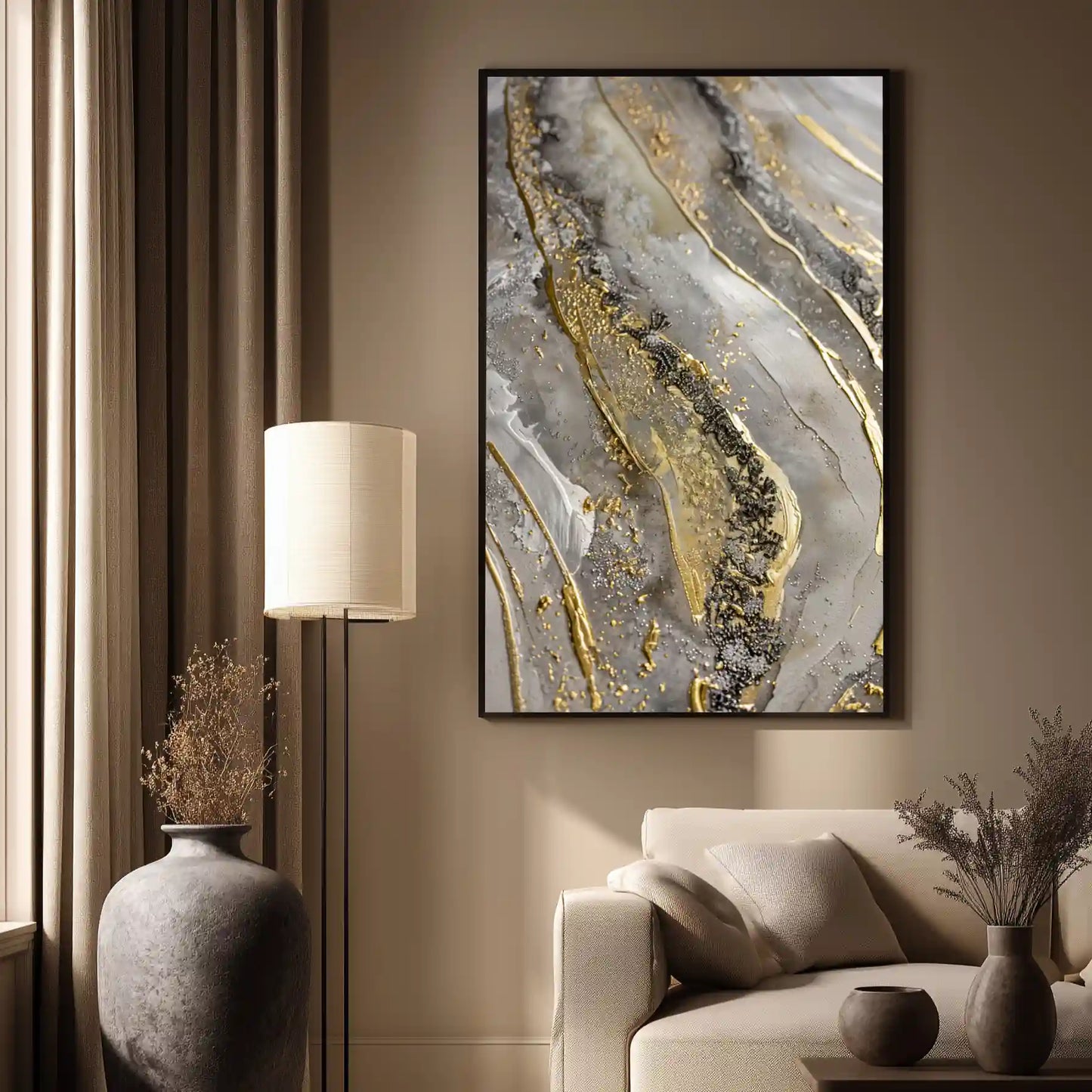 Wandbild Marmoreffekt Goldakzente Moderne Kunst