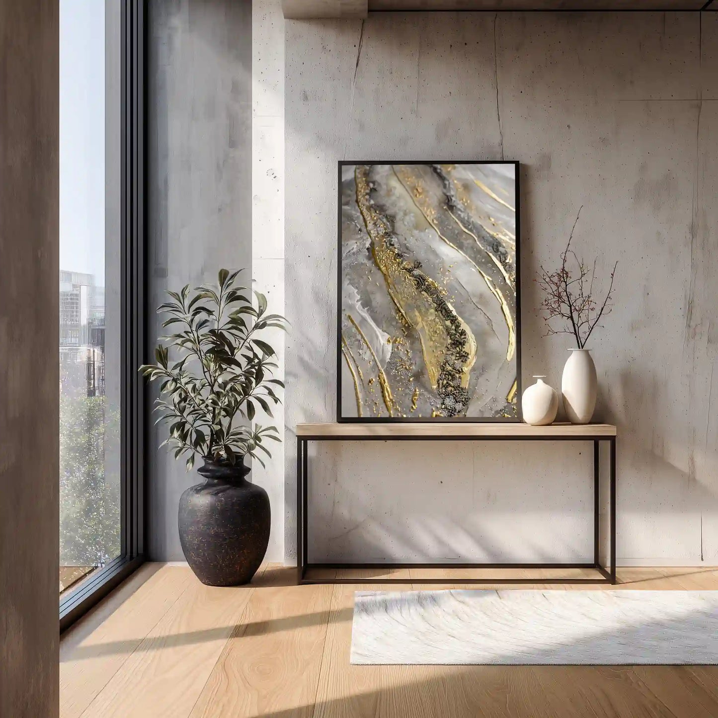 Wandbild Marmoreffekt Goldakzente Moderne Kunst