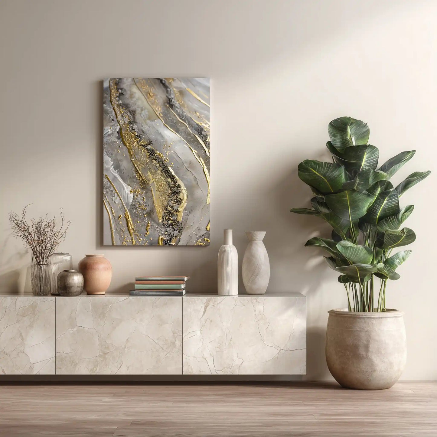 Wandbild Marmoreffekt Goldakzente Moderne Kunst