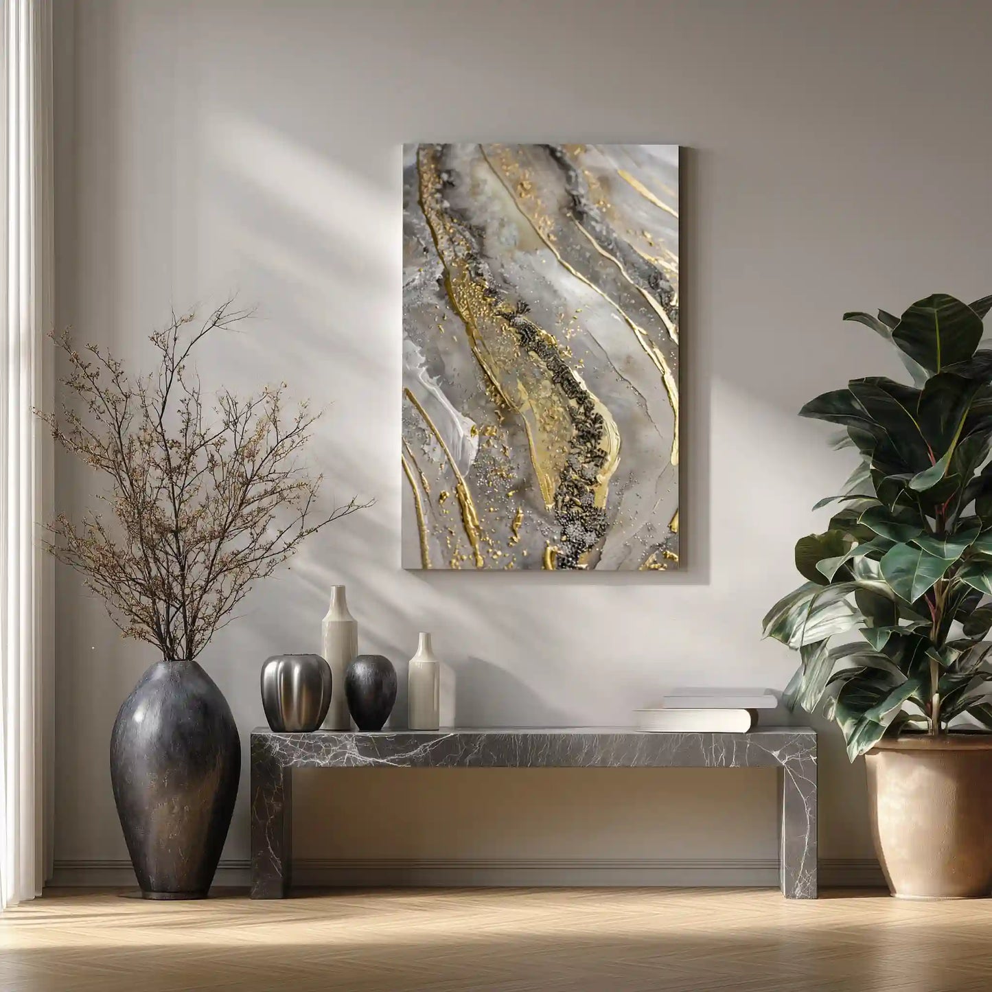 Wandbild Marmoreffekt Goldakzente Moderne Kunst