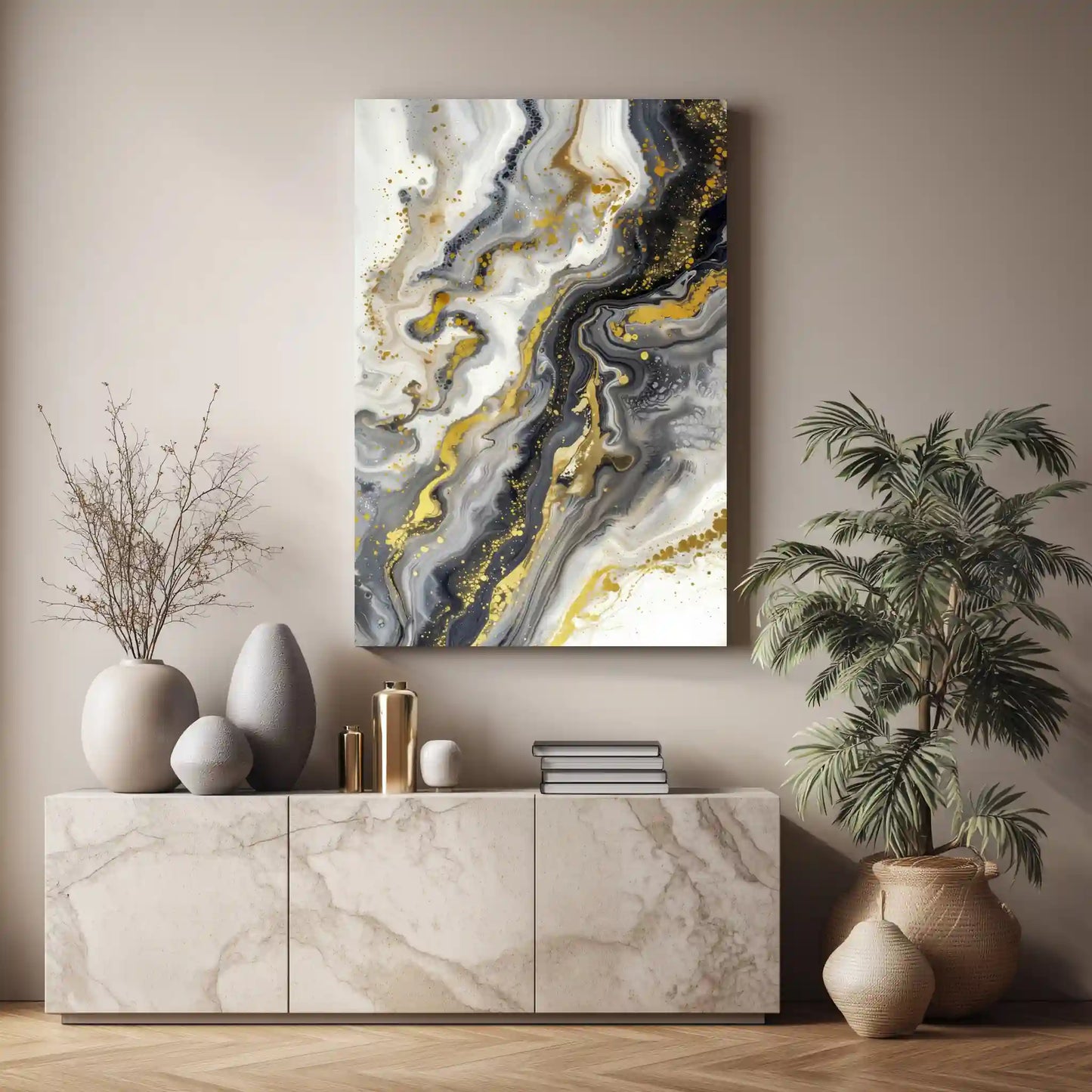 Wandbild Abstrakte Goldakzente Leinwand