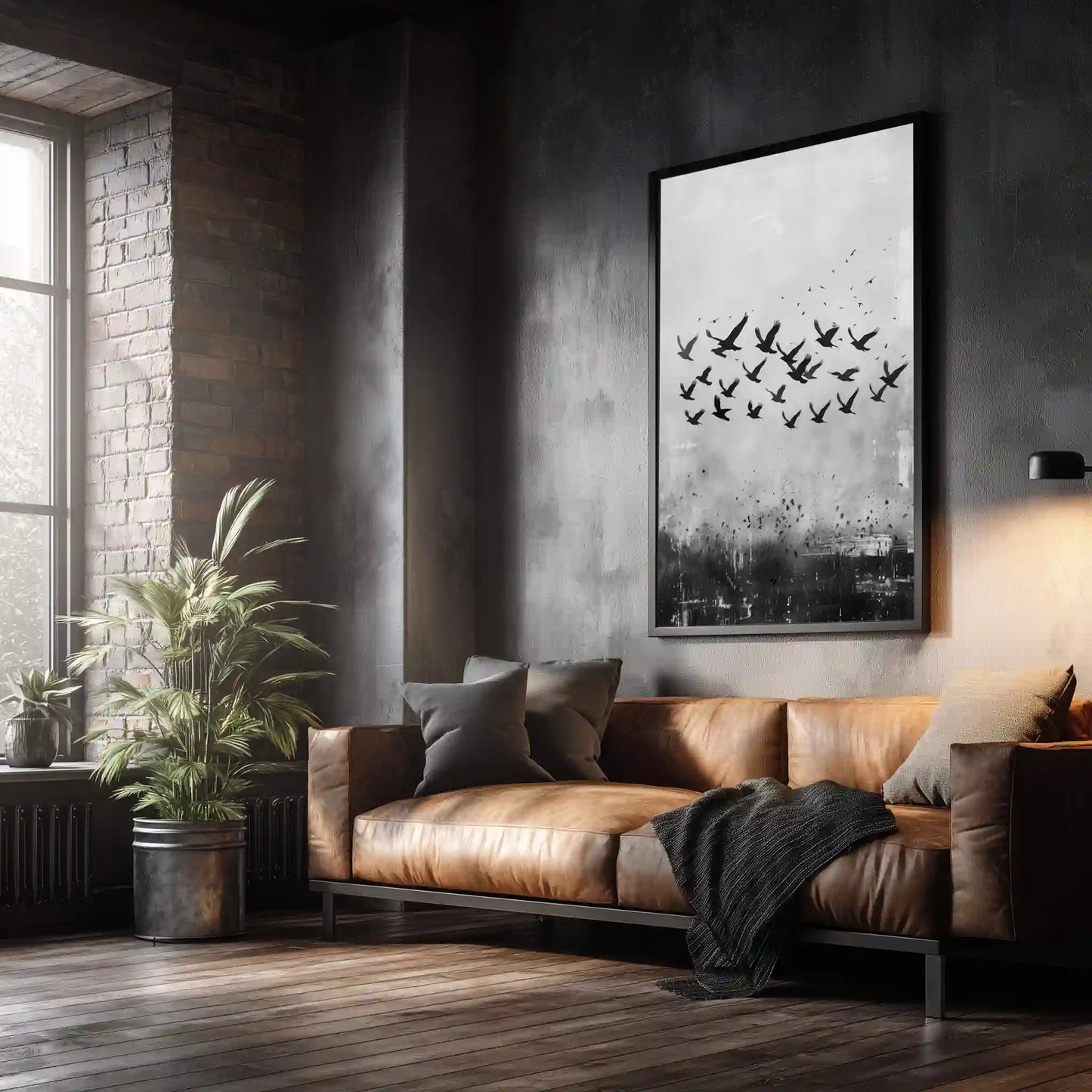 Wandbild Kunstdruck Leinwand Schwarzweiß Vögel Stadt Luxus