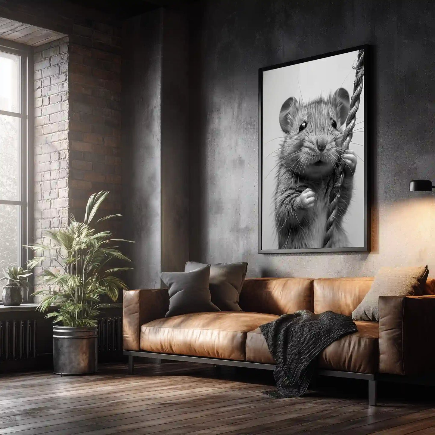 Wandbild Maus In Schwarz/Weiß