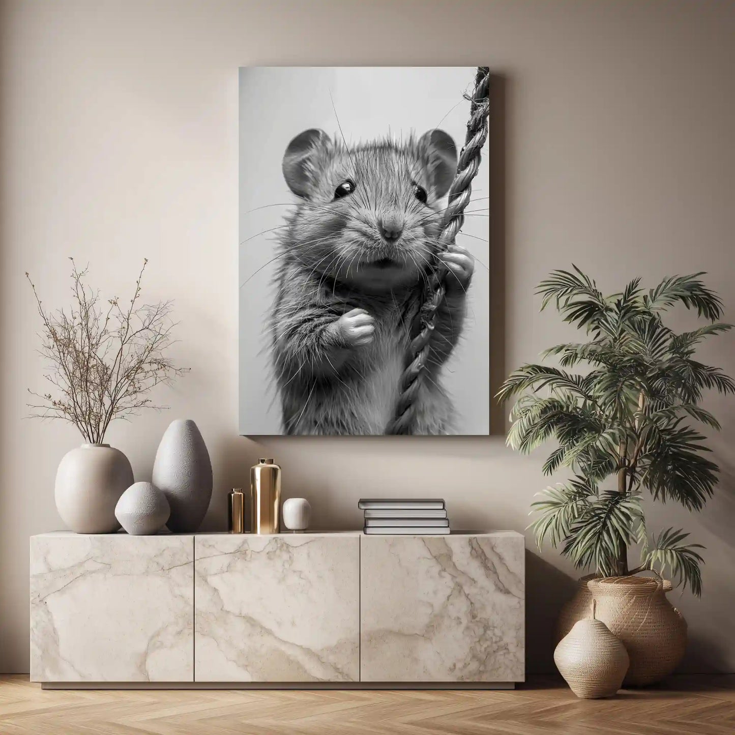 Wandbild Maus In Schwarz/Weiß