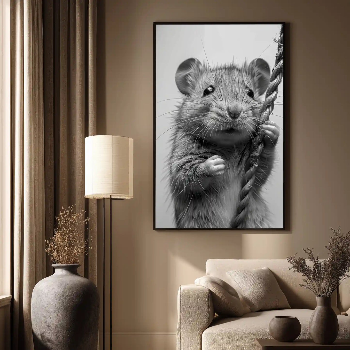 Wandbild Maus In Schwarz/Weiß