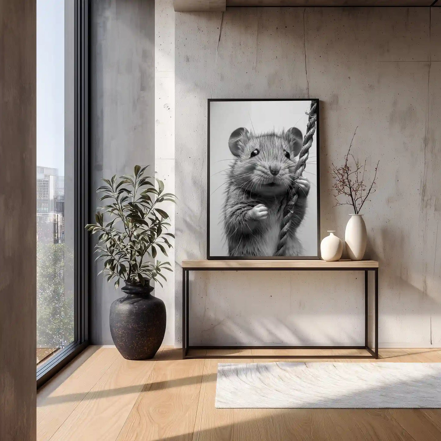 Wandbild Maus In Schwarz/Weiß