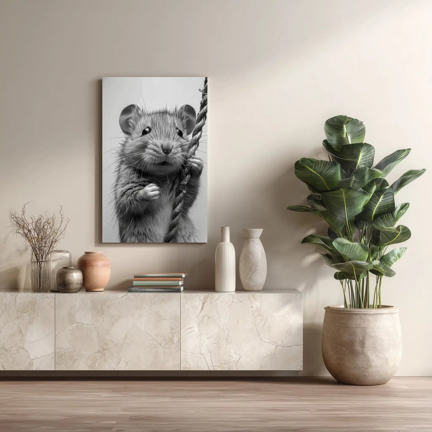 Wandbild Maus In Schwarz/Weiß
