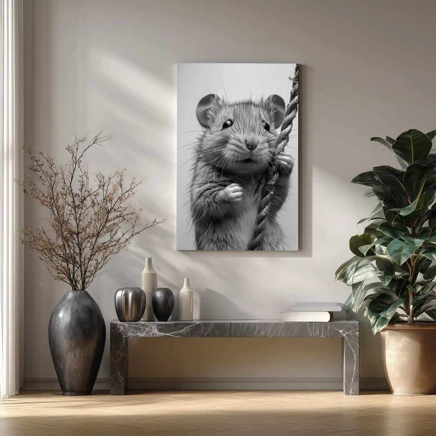 Wandbild Maus In Schwarz/Weiß
