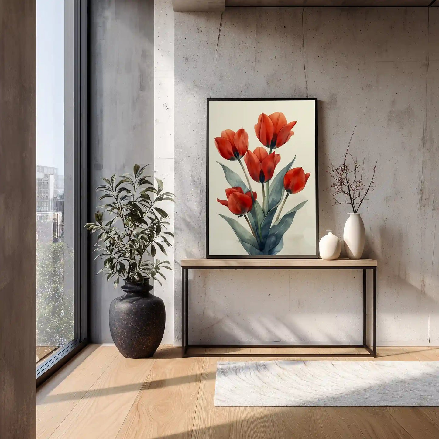 Tulpen Wandbild Leuchtendes Rot Leinwandkunst