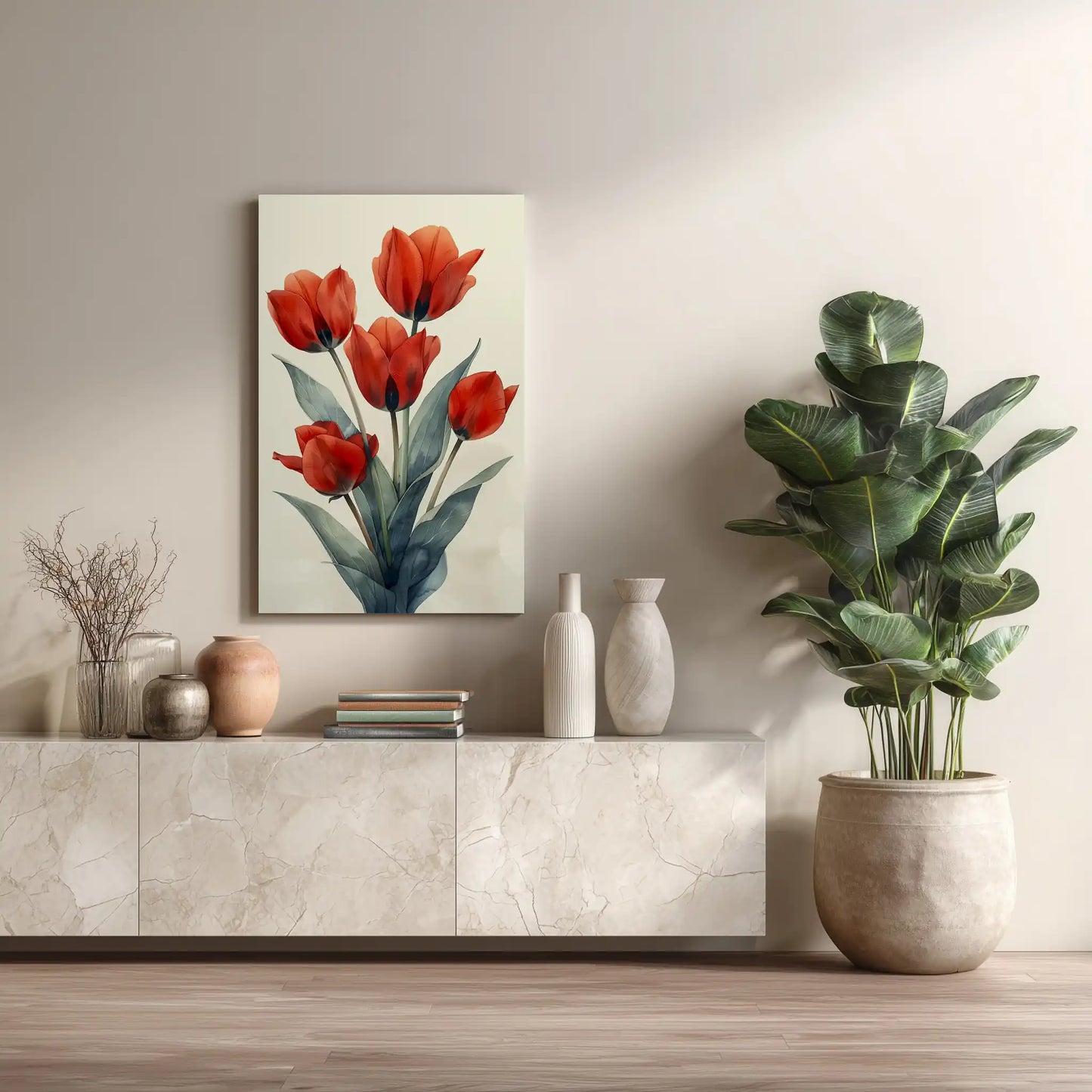Tulpen Wandbild Leuchtendes Rot Leinwandkunst