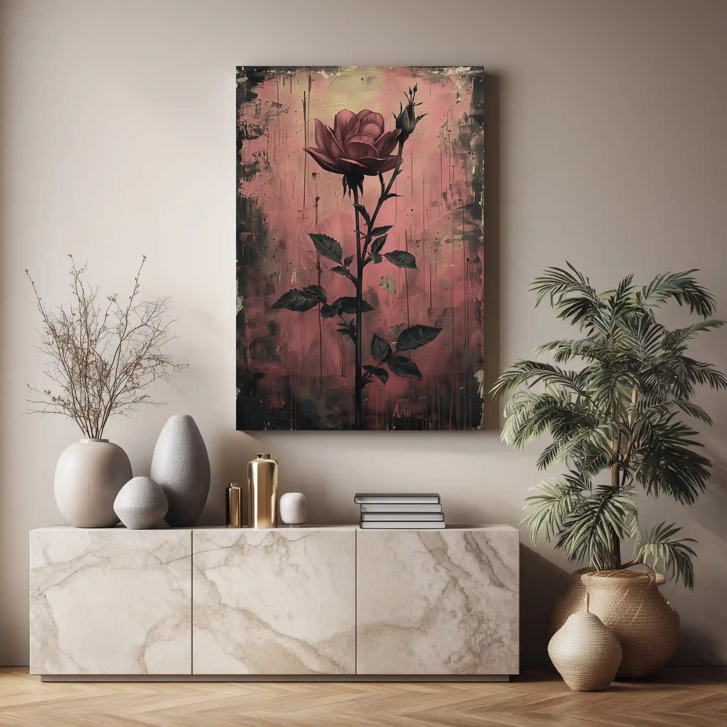 Wandbild Rosenmotiv Kunstdruck Elegant Pink