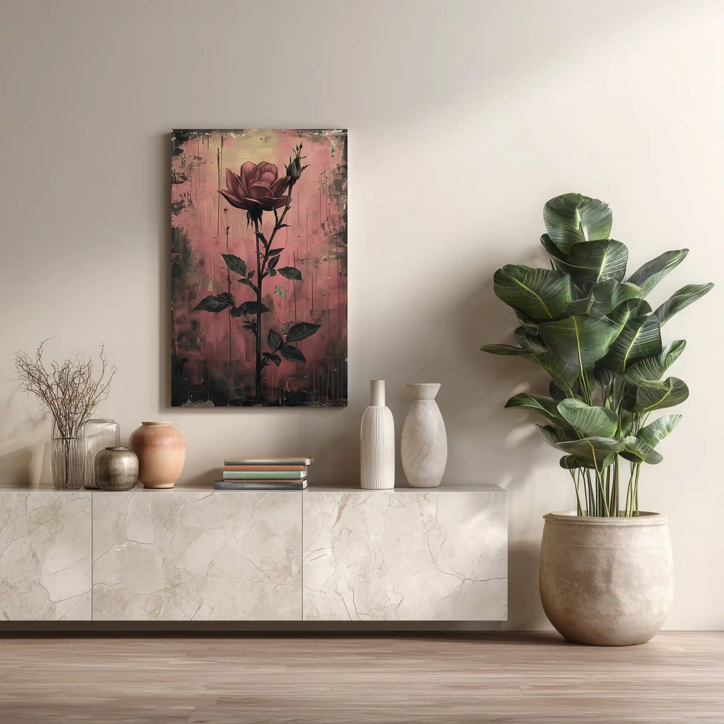 Wandbild Rosenmotiv Kunstdruck Elegant Pink