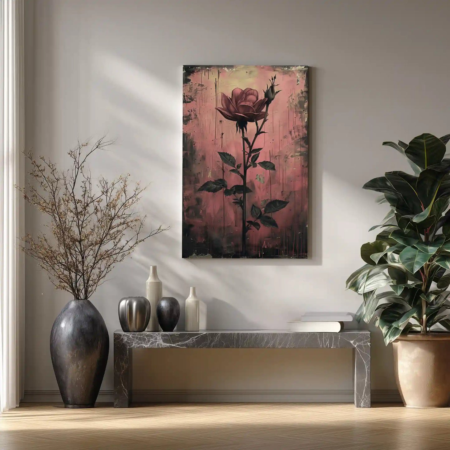 Wandbild Rosenmotiv Kunstdruck Elegant Pink