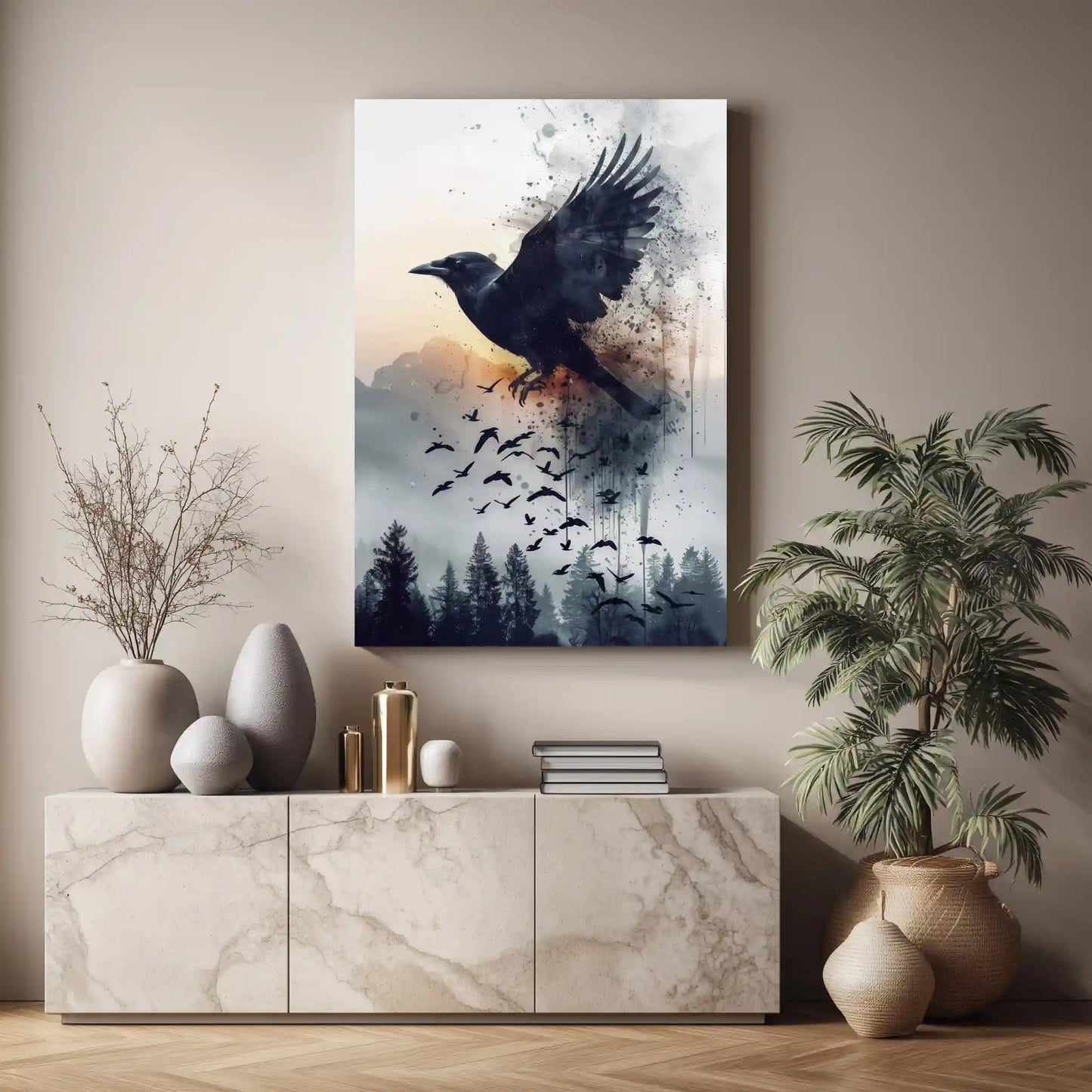Raben Motiv Wandbild Auf Leinwand