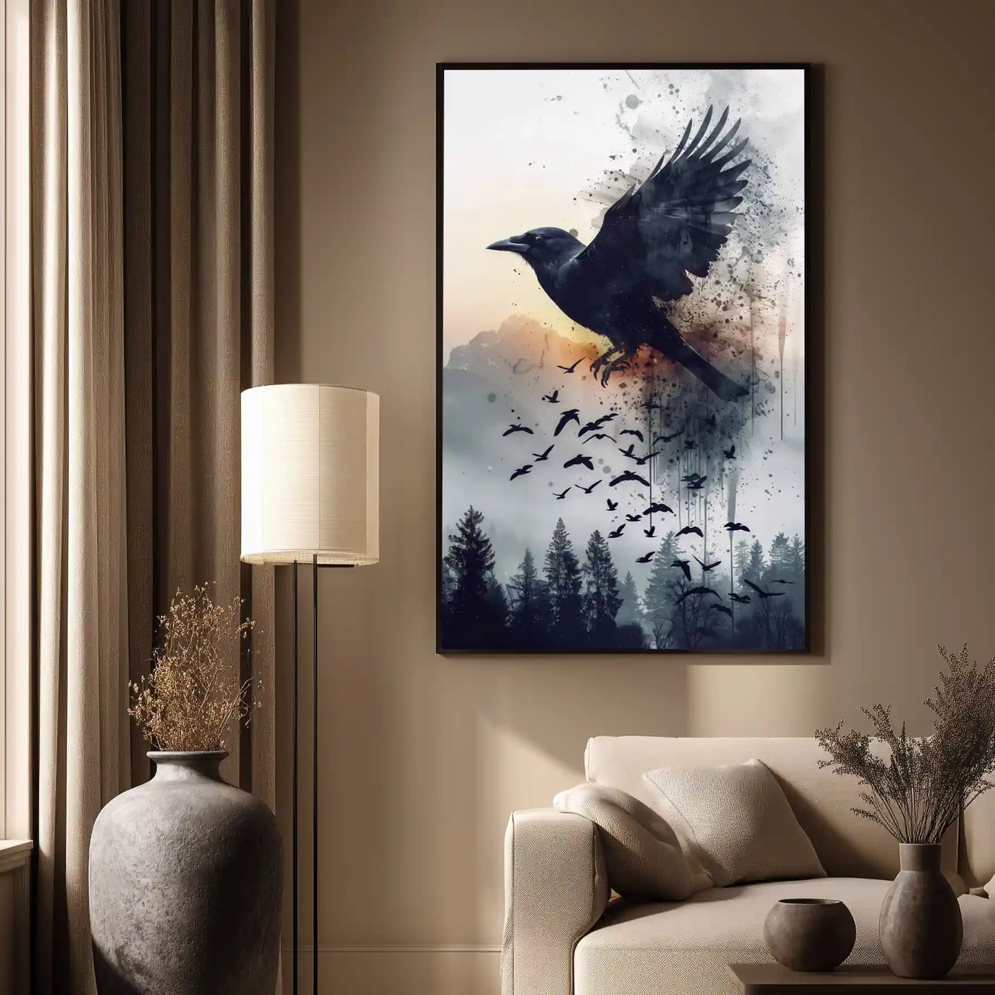 Raben Motiv Wandbild Auf Leinwand