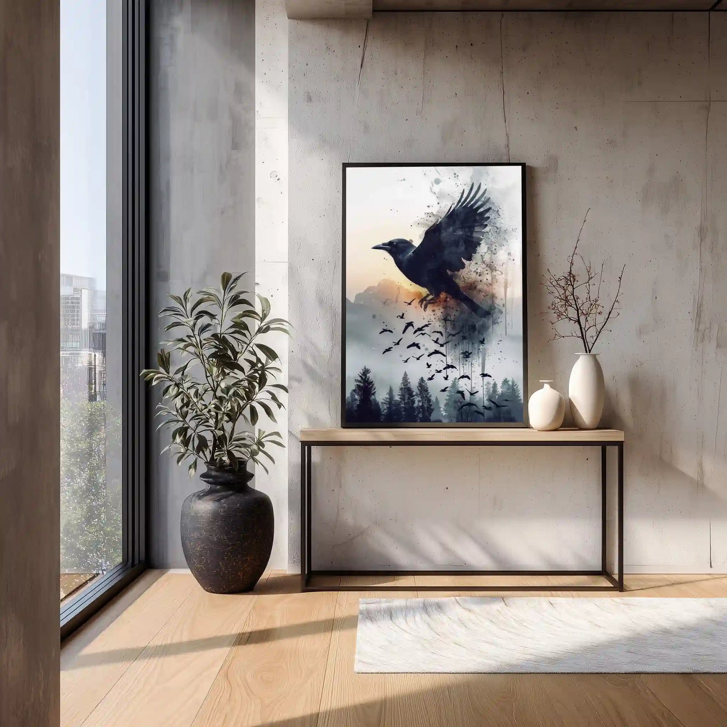 Raben Motiv Wandbild Auf Leinwand
