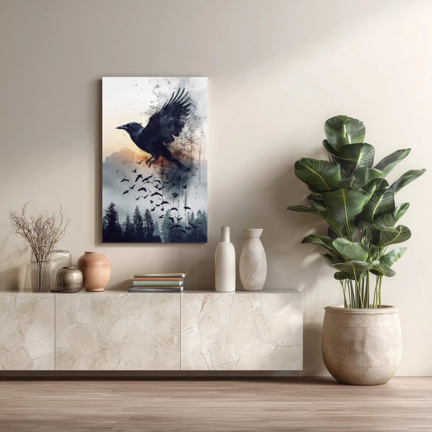 Raben Motiv Wandbild Auf Leinwand