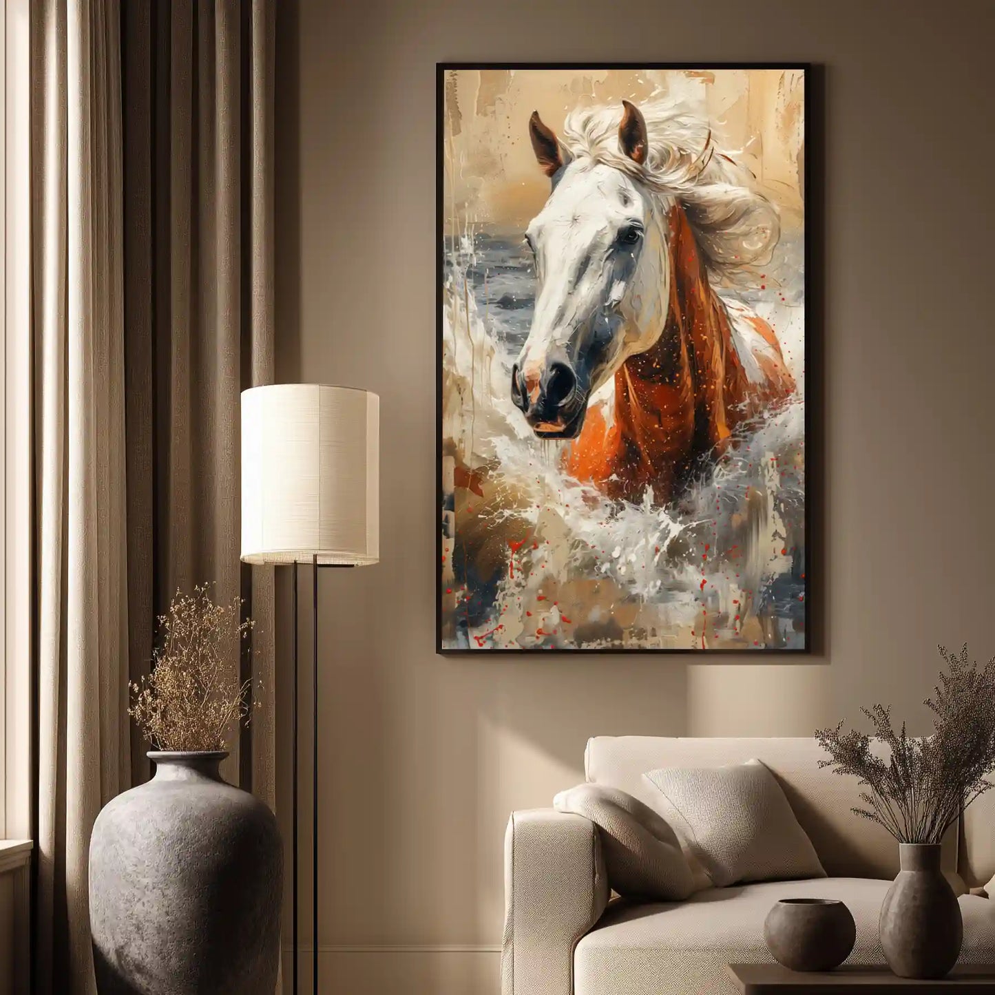 Elegantes Pferd Im Wasser Leinwandbild