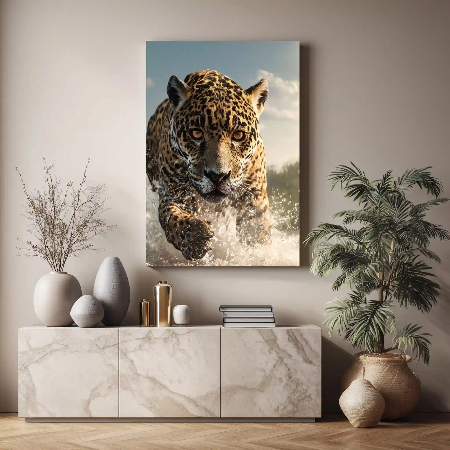 Leopard In Bewegung Wandbild Naturkunst