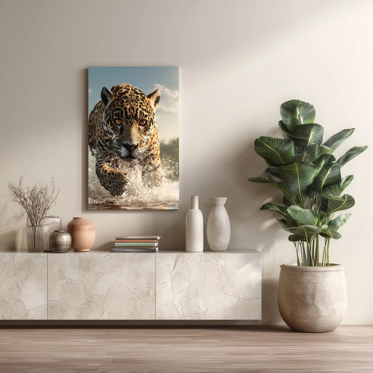 Leopard In Bewegung Wandbild Naturkunst