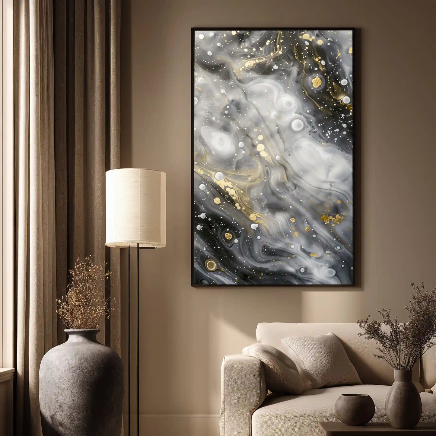 Wandbild Monochrom Abstrakt Goldakzente Exklusive Edition
