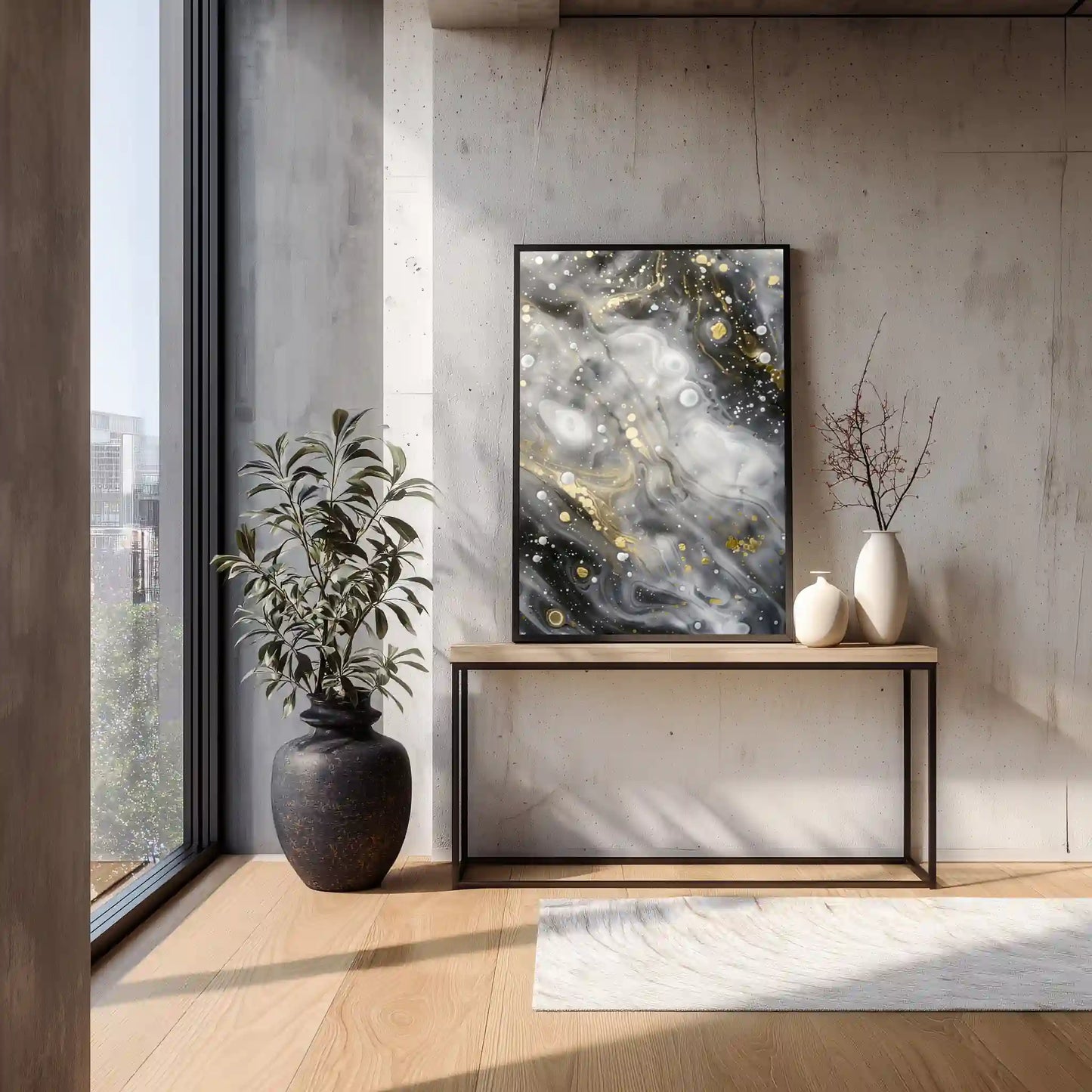 Wandbild Monochrom Abstrakt Goldakzente Exklusive Edition