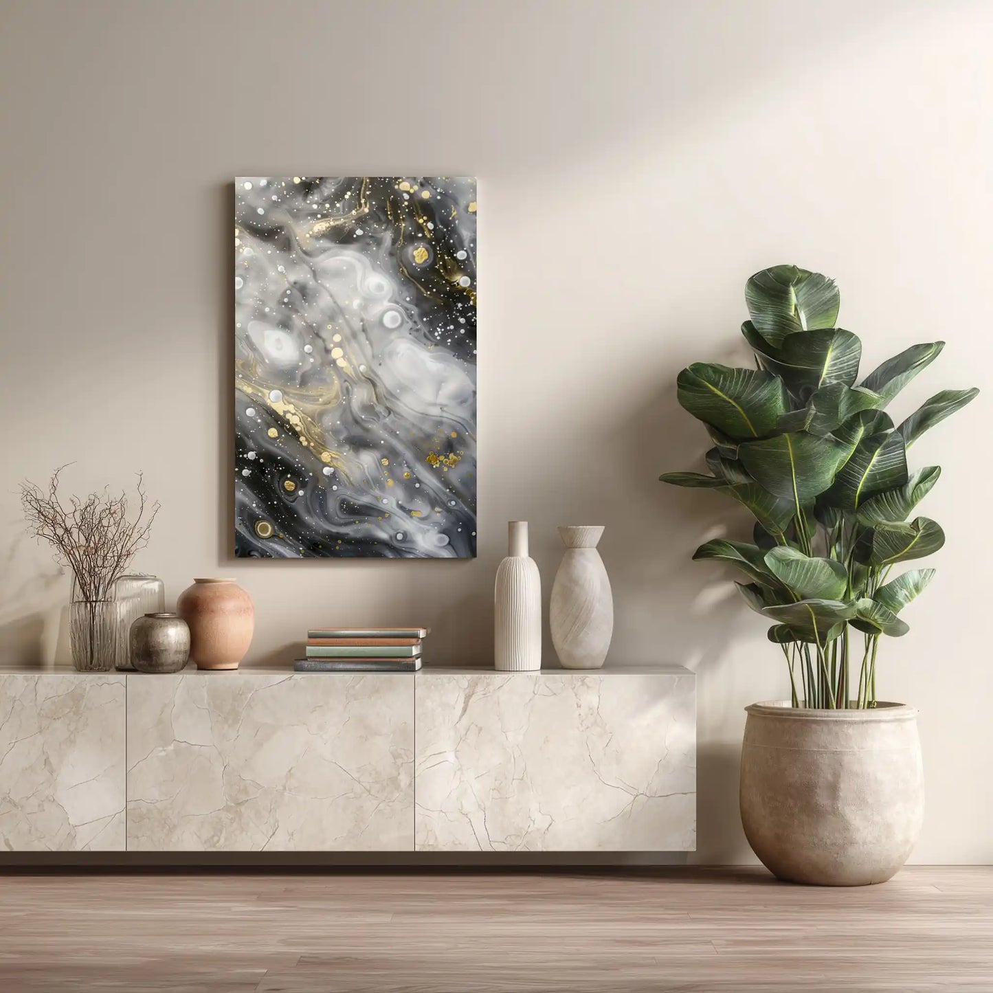 Wandbild Monochrom Abstrakt Goldakzente Exklusive Edition
