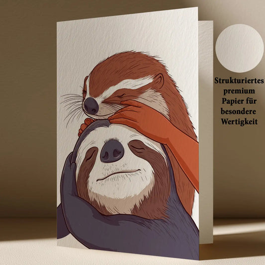 Grußkarte mit Faultier Motiv