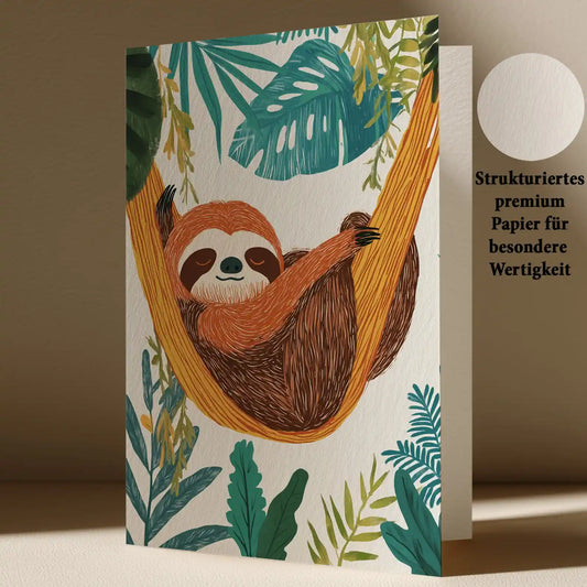 Grußkarte mit Faultier Motiv