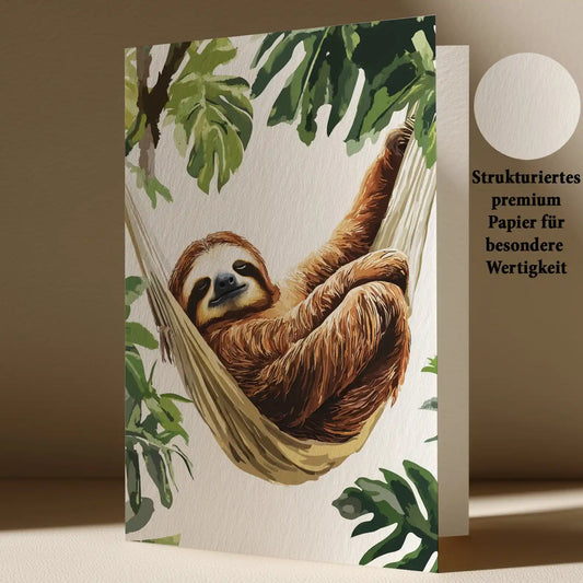 Grußkarte mit Faultier Motiv