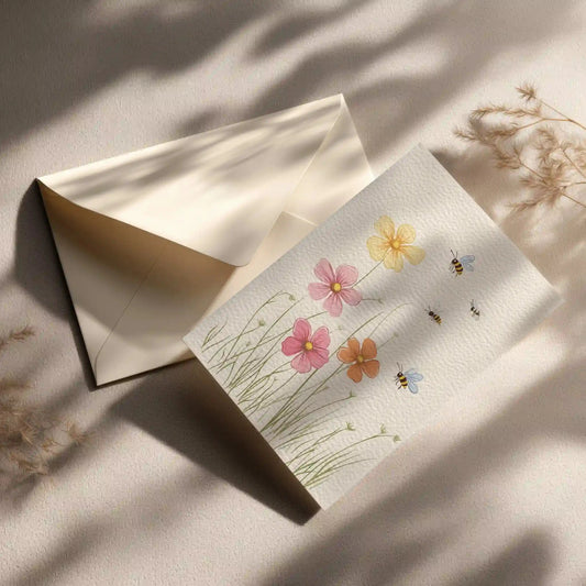 Grußkarte mit Blumen Motiv