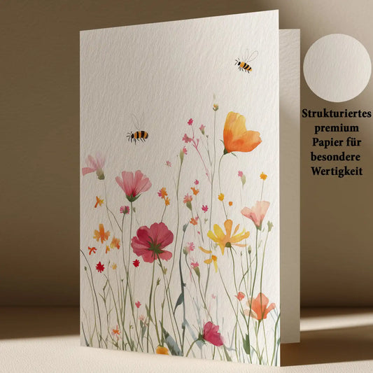 Grußkarte mit Blumen Motiv
