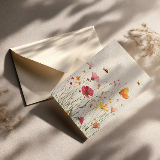 Grußkarte mit Blumen Motiv