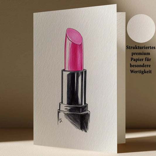 Grußkarte mit Beauty Motiv Lippenstift Illustration