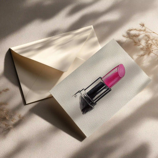 Grußkarte mit Beauty Motiv Lippenstift Illustration