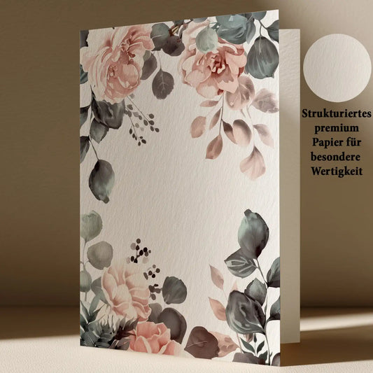 Elegante Grußkarte mit Blumenmotiv