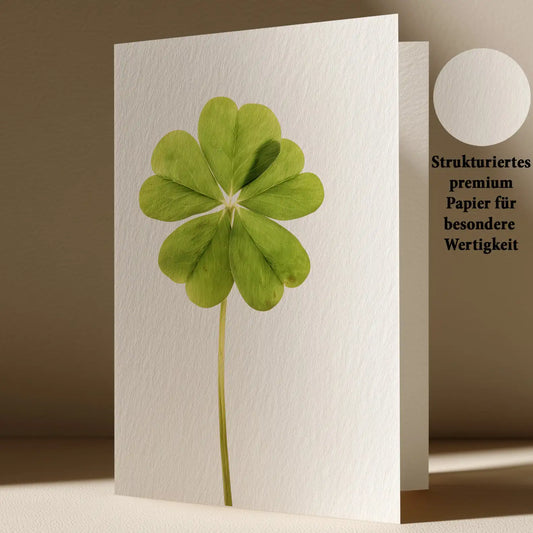 Grußkarte mit Glücksklee Motiv