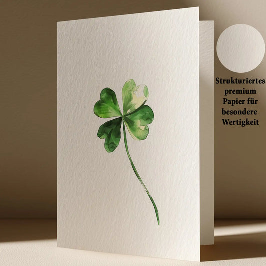 Grußkarte mit Glücksklee Motiv