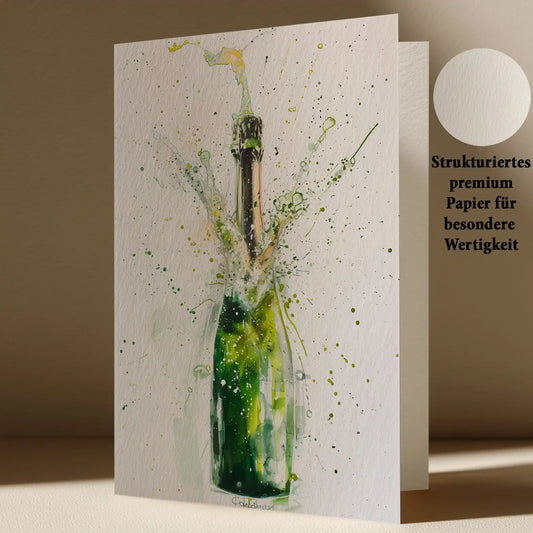 Grußkarte mit Sektflaschen Motiv