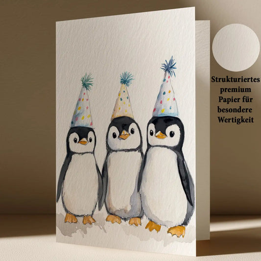 Grußkarte mit Pinguin Motiv