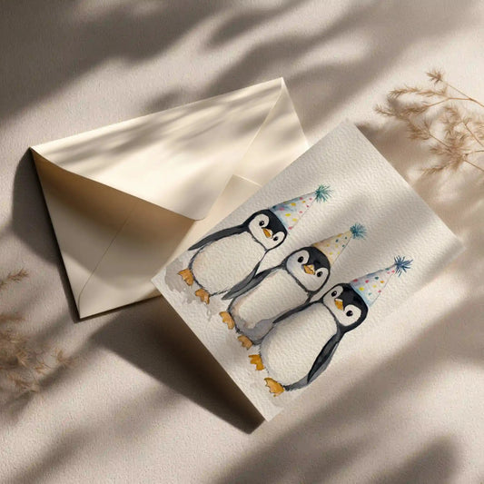 Grußkarte mit Pinguin Motiv