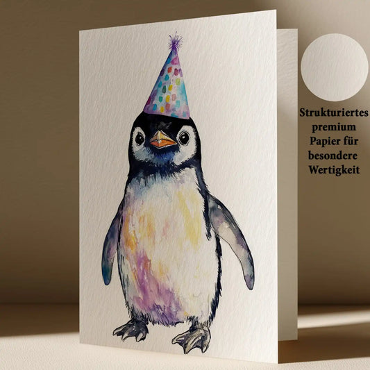 Grußkarte mit Pinguin Motiv